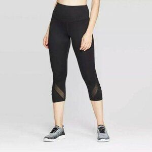 Champion c9 High Waisted Cropped Capri Black Leggings with Mesh Detail